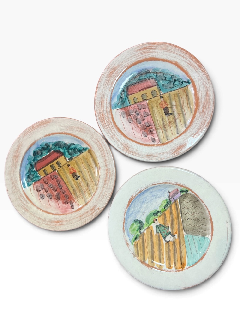 Vietri Tuscany Italian Terracotta 8.25” Salad Plates Set of 3